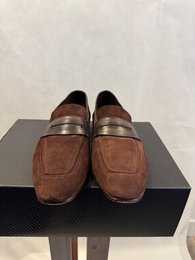 Ermenegildo Zegna L’ Asola Brown Suede Loafers